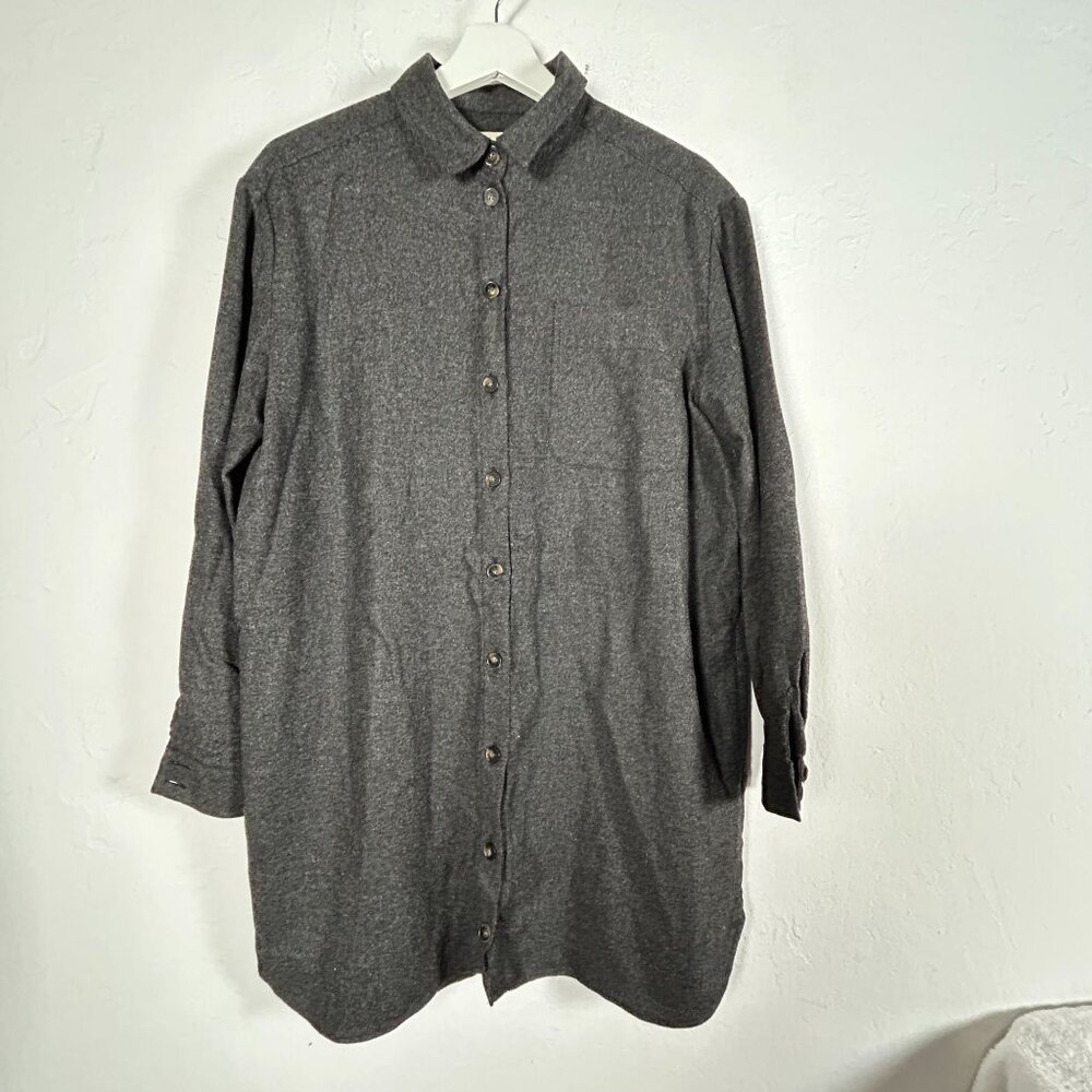 Sézane Womens Button-Down Long Sleeve Tunic Top Shirt Size 34 Gray Pocket Casual